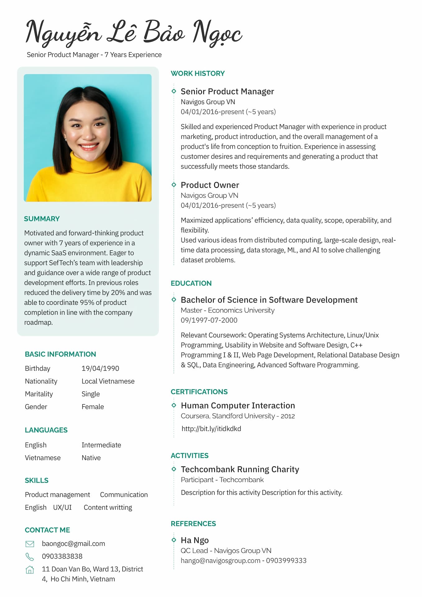 The professional CV template