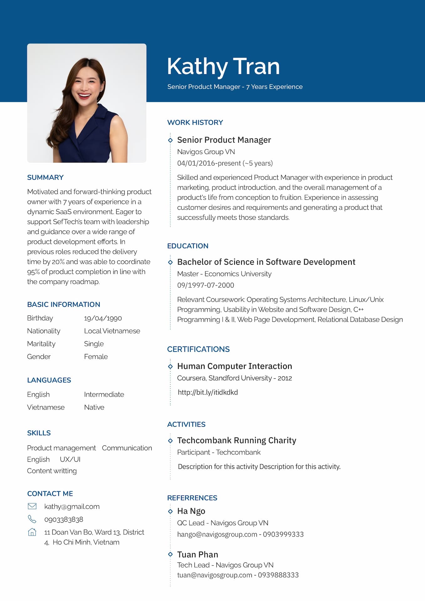 The professional CV template 2