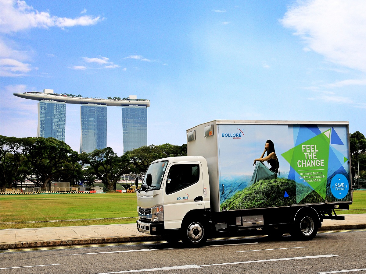 Bollore Logistics Singapore Hybrid Truck and Marina Bay sky ASPAC 1