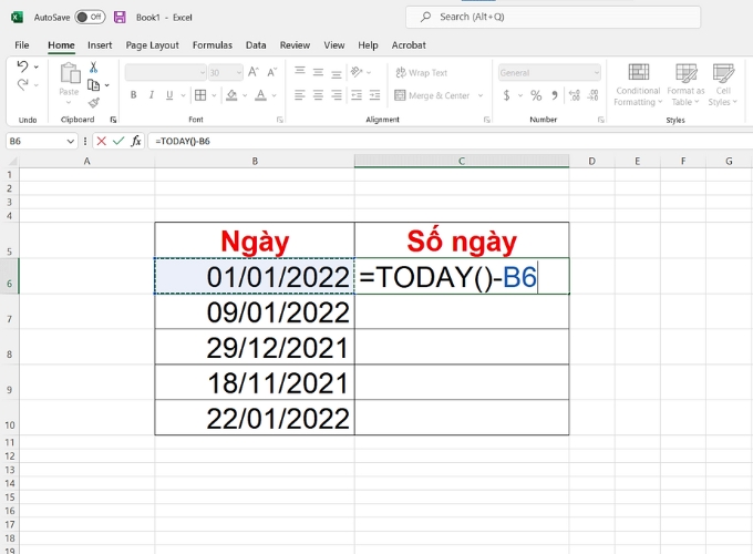 Cách tính ngày trong excel
