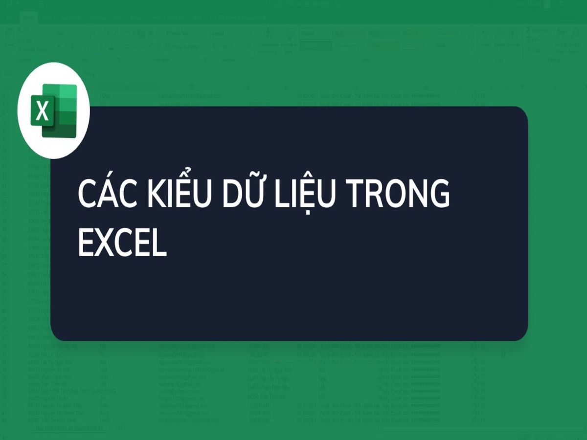 Kiểu dữ liệu thông dụng của excel