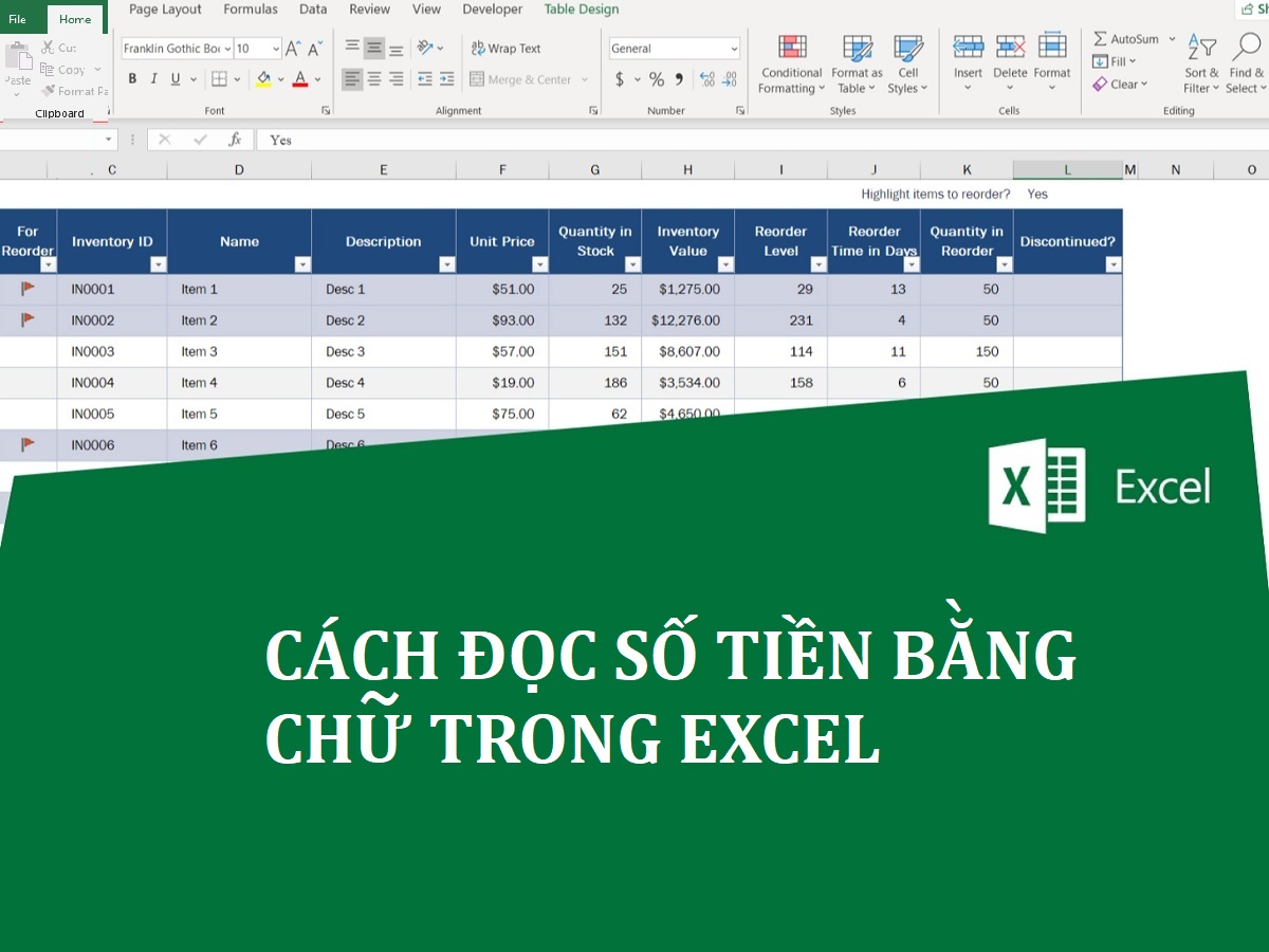 cách đọc số tiền bằng chữ trong excel