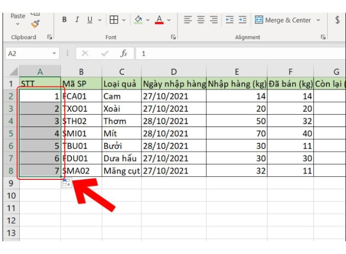 Sắp xếp thứ tự trong Excel