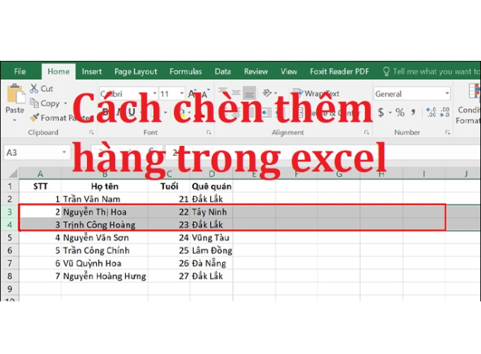 Lợi ích của việc chèn thêm hàng, cột trong excel