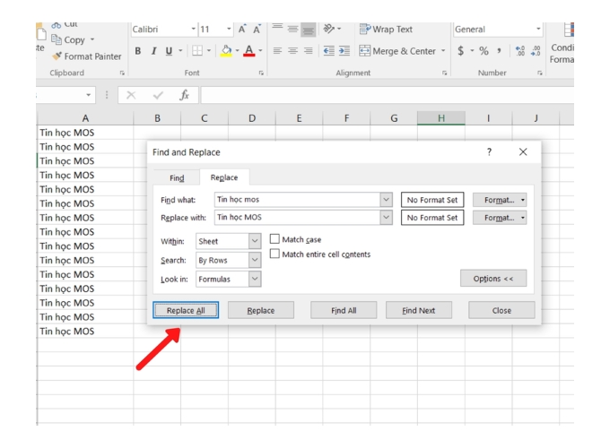 Tìm kiếm trong Excel bằng công cụ Find