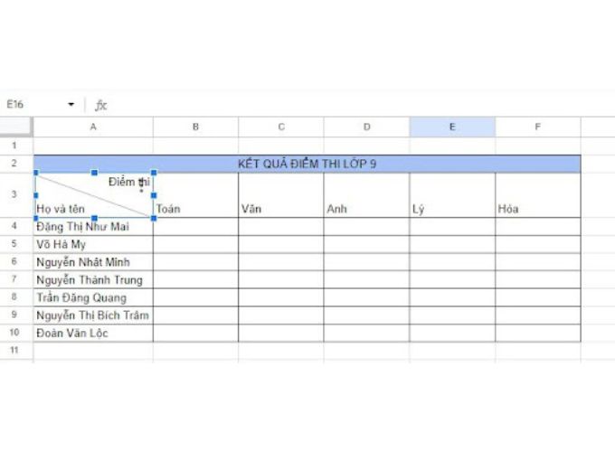 Cách xóa đường gạch chéo ô trong Google Sheet