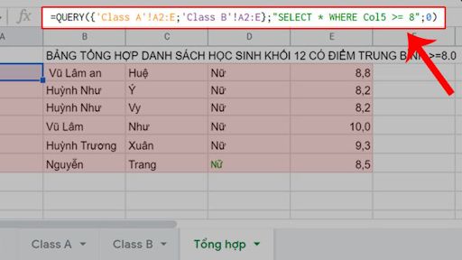 Cách dùng hàm QUERY kết hợp nhiều Sheet thành 1