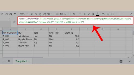 Cách dùng hàm QUERY với hàm Importrange