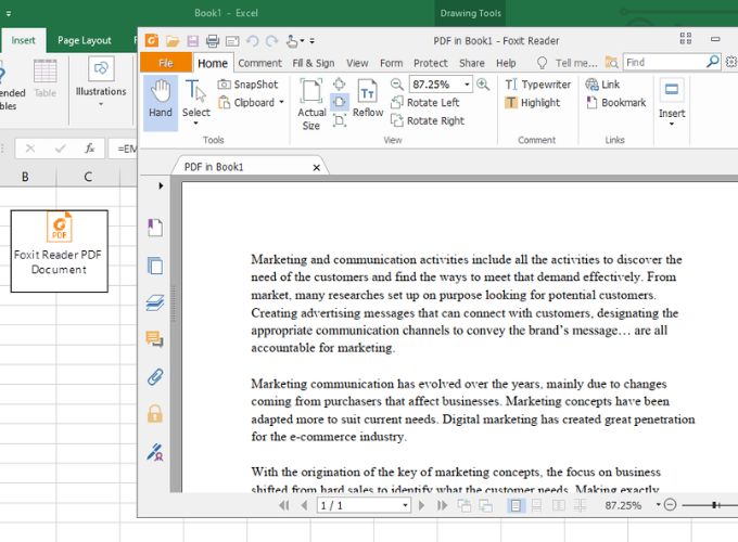 Chèn file PDF vào Excel