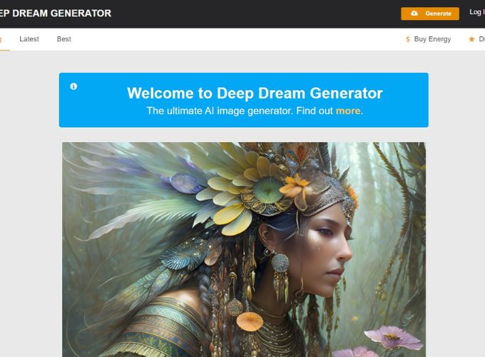 Web Ai vẽ tranh Deep Dream Generator